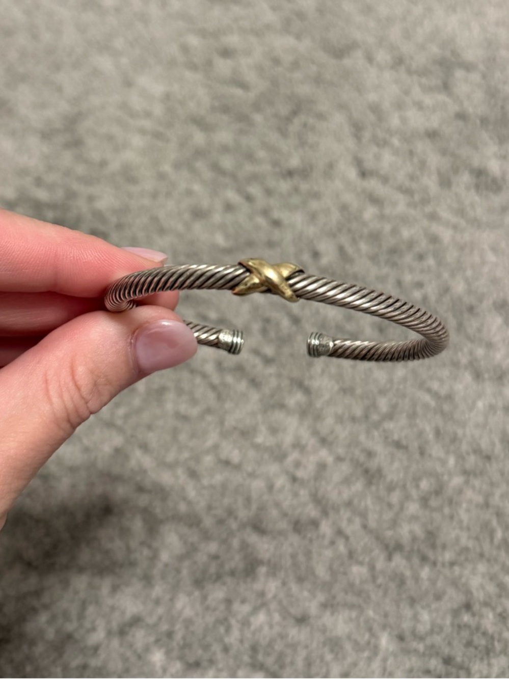 David Yurman 5mm X Classic Cable Station Bracelet Sterling Silver 14K Gold